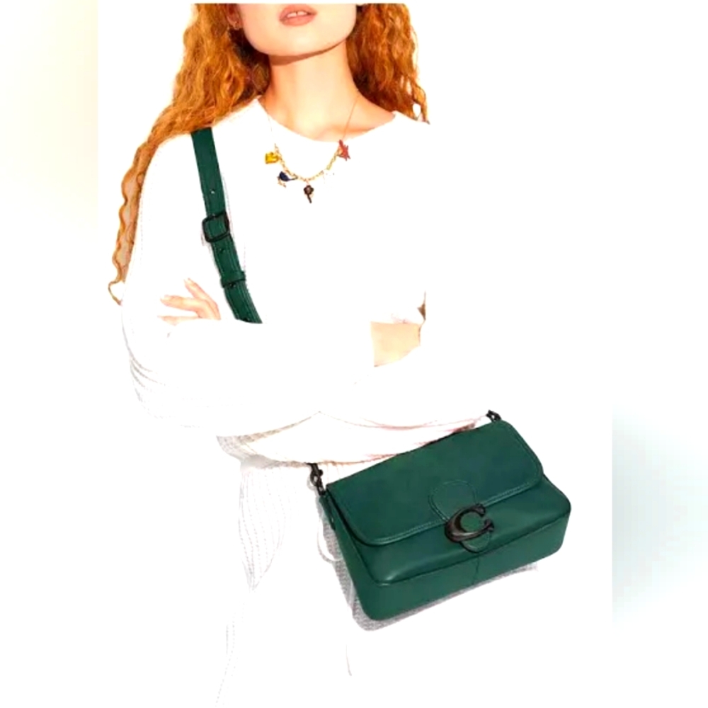COACH soft tabby Green suede/leather small tote